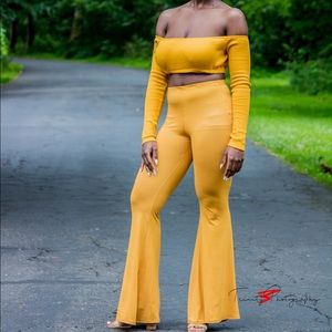 Two piece vibrant mustard set